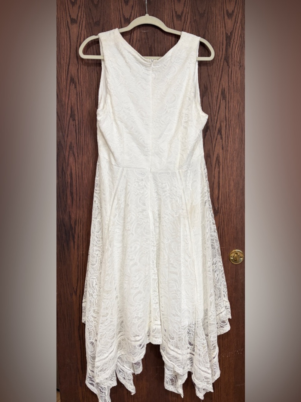Ivory Lace Handkerchief Hem Dress